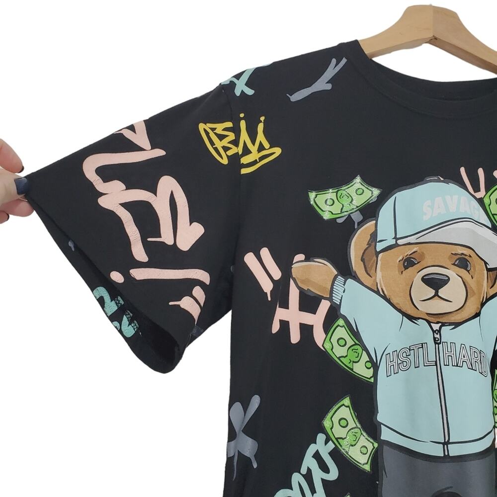 Bailey Apparel | Hustle Hard Bear Colorful Streetwear Tshirt - Picture 3 of 7